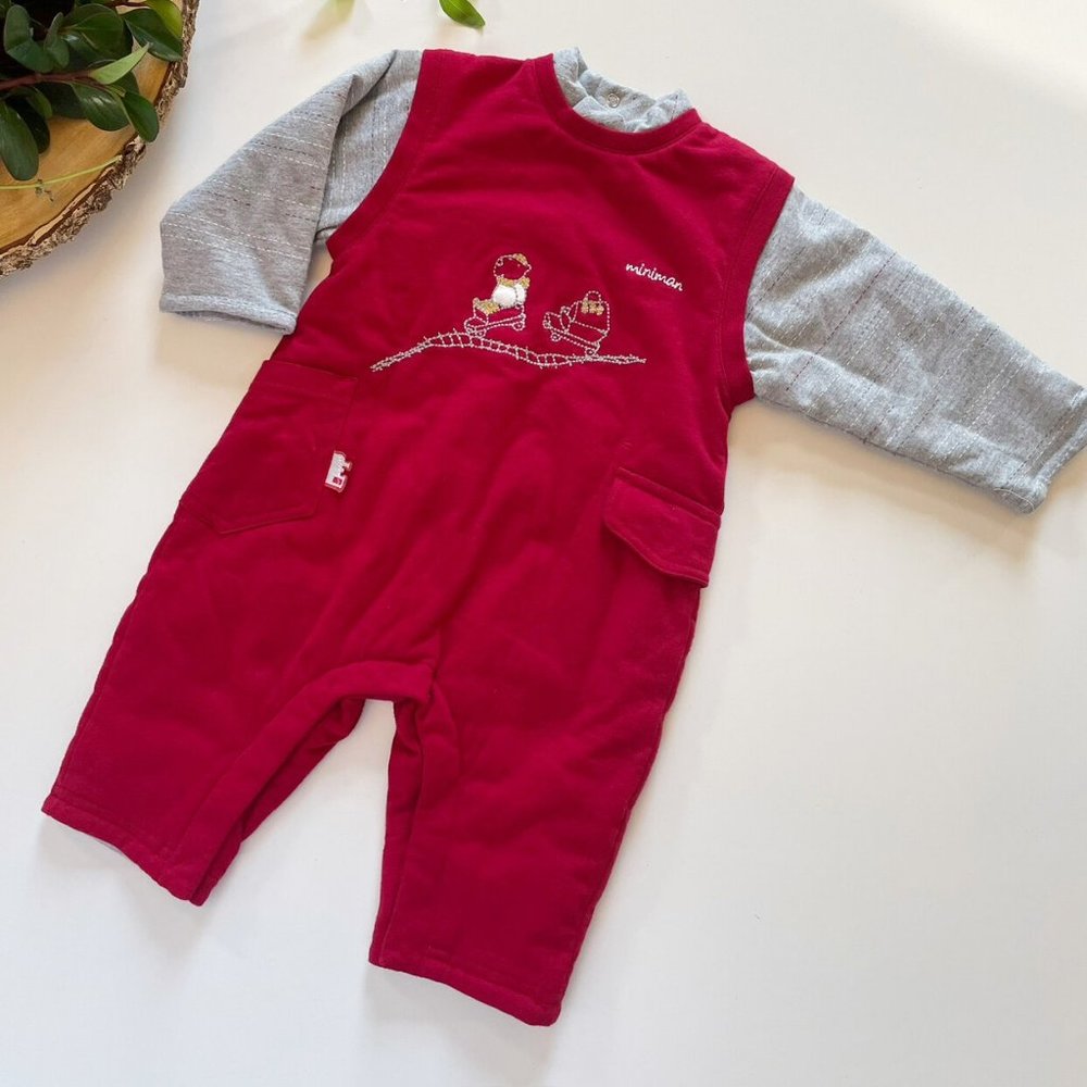Mini Man French Railroad Plush Jumpsuit | Made in France | 6-9m